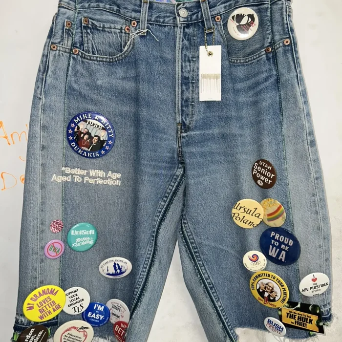 Better with age campaign Long denim shorts