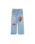 SHAM HAND-BEADED DOUBLE-WIDE DENIM